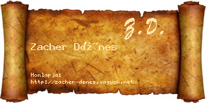 Zacher Dénes névjegykártya